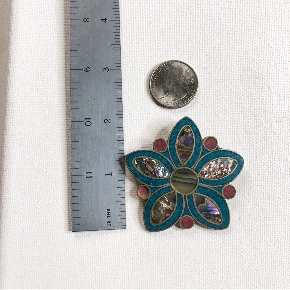 Alpaca Large Colorful Statement Inlay Pendant - Picture 6 of 7